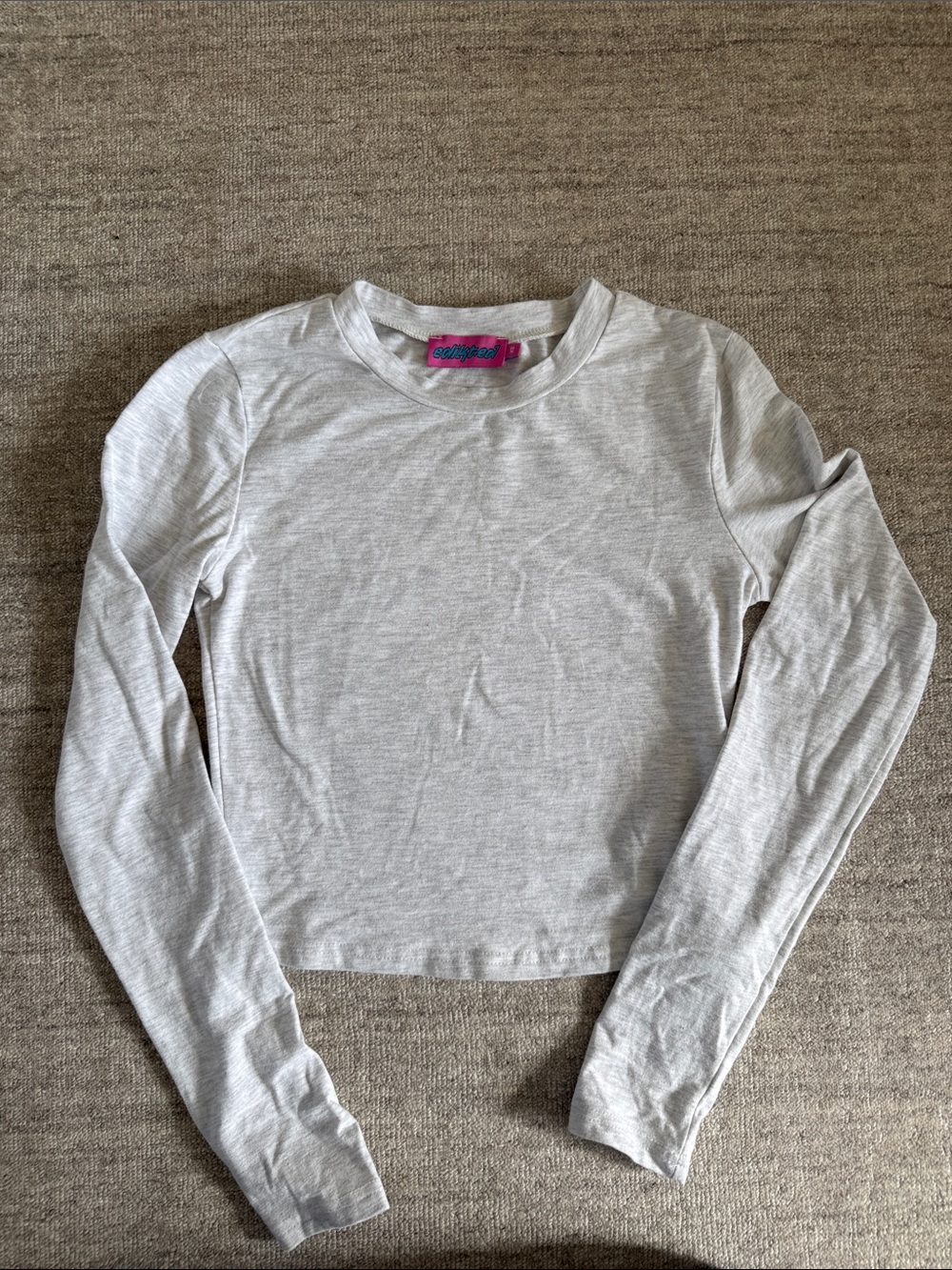 Edikted Light Gray Long Sleeve Crewneck Top size XS
